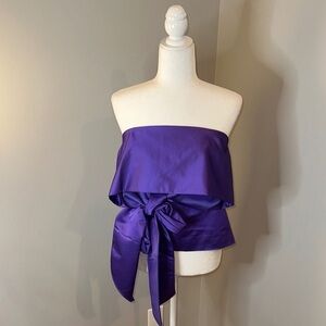 J. Crew Satin Like Purple Strapless Top w/ bow/sash